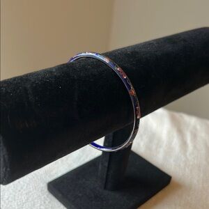 Blue Floral Bangle Bracelet